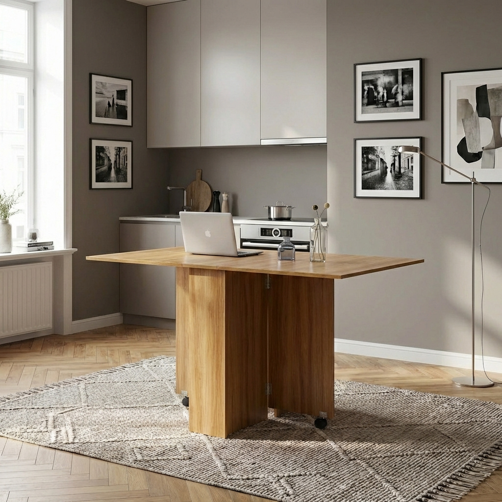 DecHome 833413 Tavolo Pieghevole da Pranzo Cucina Legno 140x80x74 cm Legno Naturale