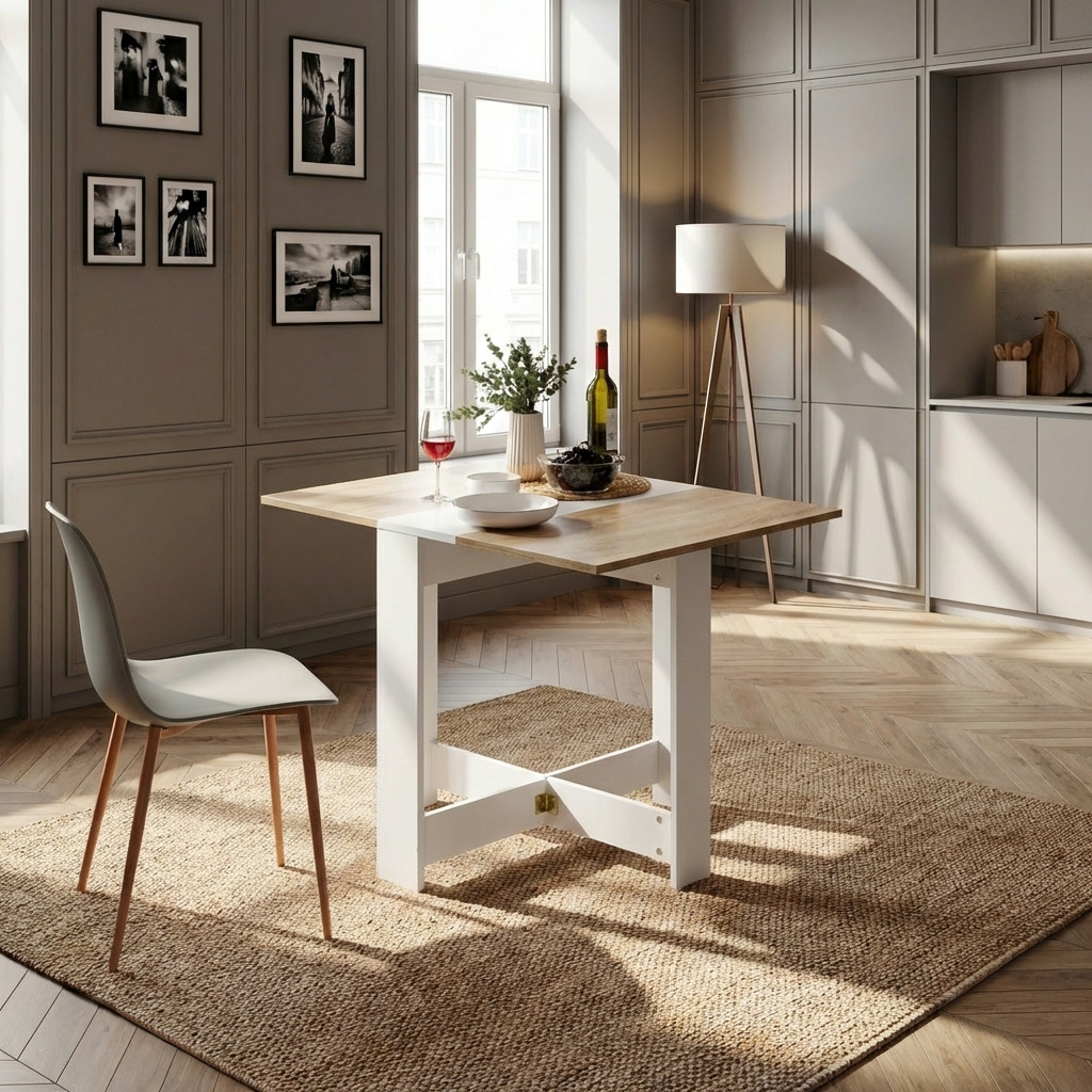 DecHome 833447 Tavolo da Pranzo Cucina Legno 103x76x73.5 cm Bianco Rovere