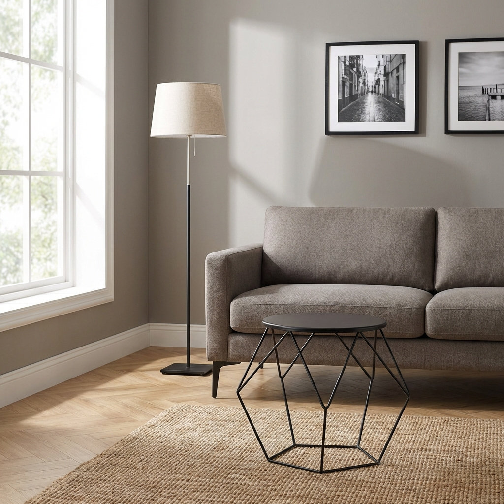 DecHome 833564 Tavolino Salotto Tondo Acciaio 54x54x44 Nero
