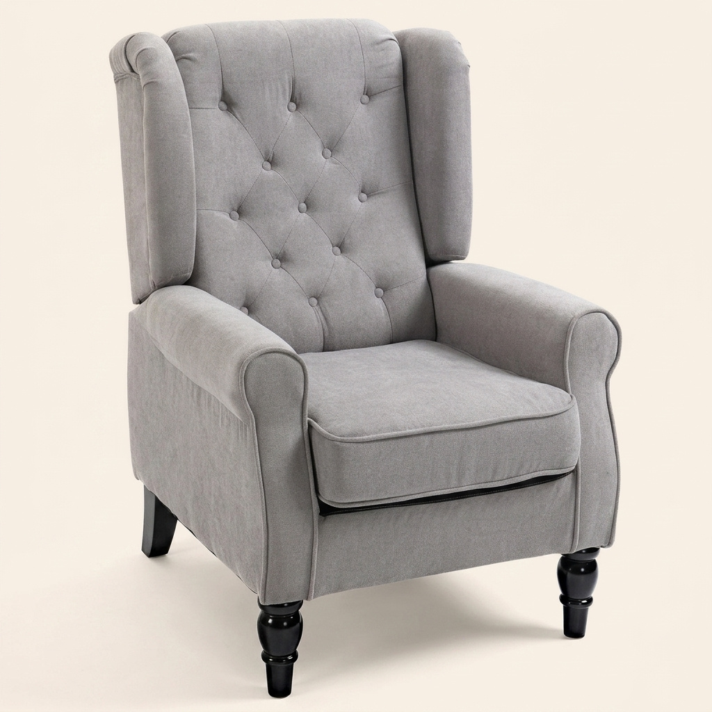 DecHome 833655GY Poltrona Stile Francese Elegante Grey 76 Wx86 Dx108 H cm