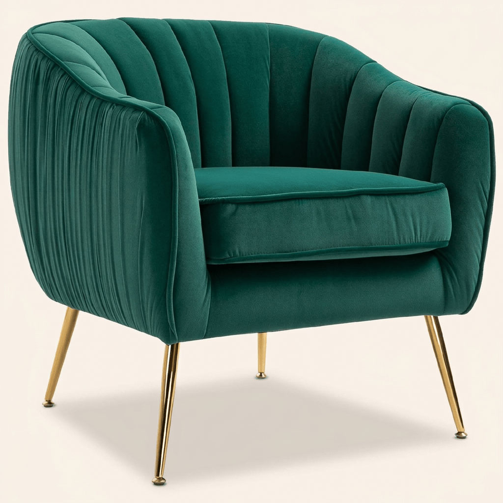 DecHome 8337D5GN Poltrona Vintage in Tessuto Velluto 71x72x73 Verde