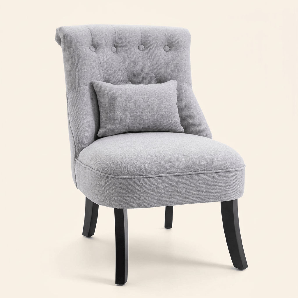 DecHome 8337D7GY Poltrona Vintage in Tessuto effetto Lino 52,5x69x77 Grigio Chiaro
