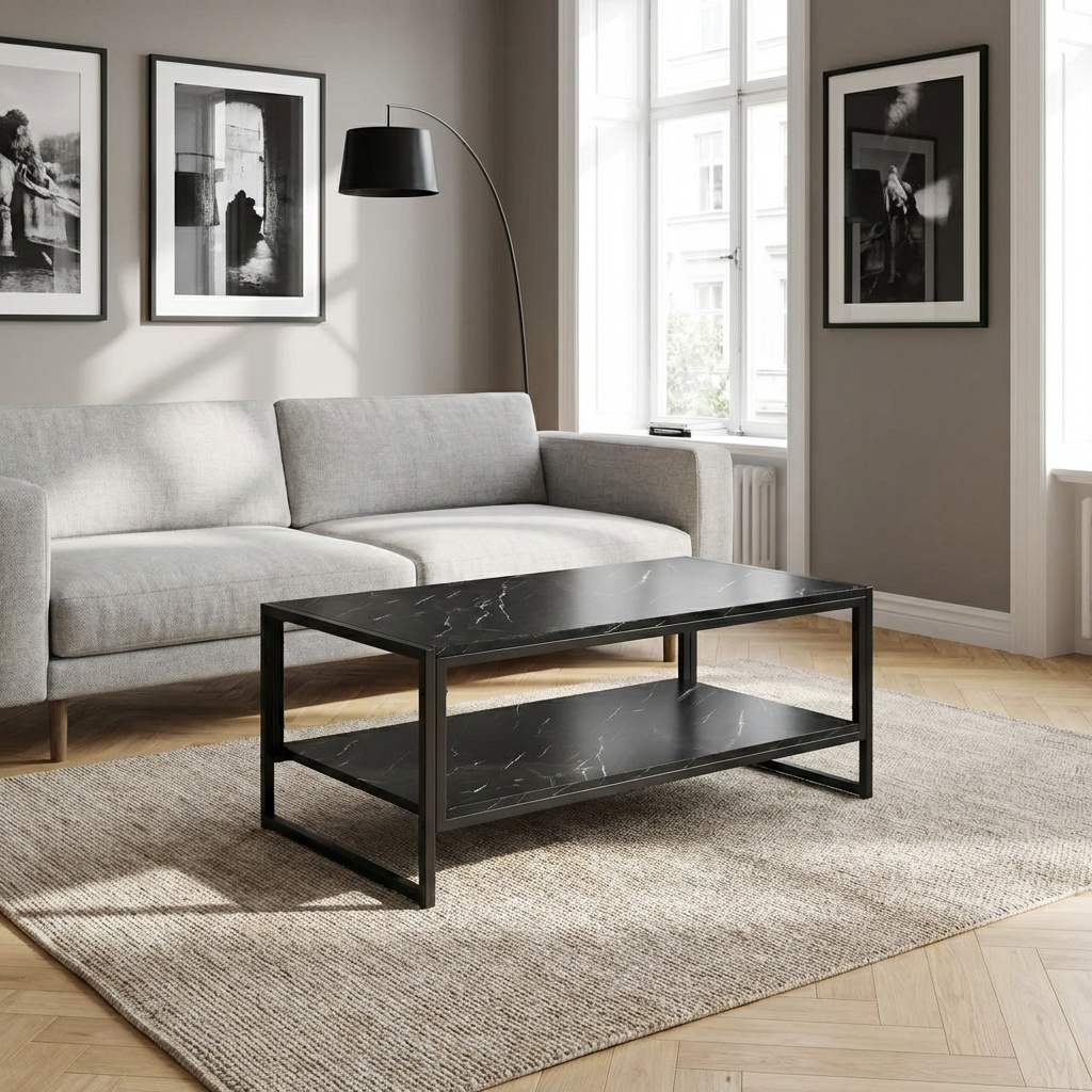 DecHome 8338D1BK Tavolino Salotto Rettangolare 106x50x47 Nero
