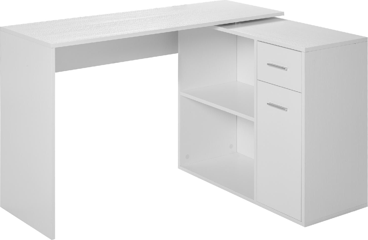 DecHome 836073GT Scrivania Angolare Cassetti Scaffale Girevole 360� Bianca