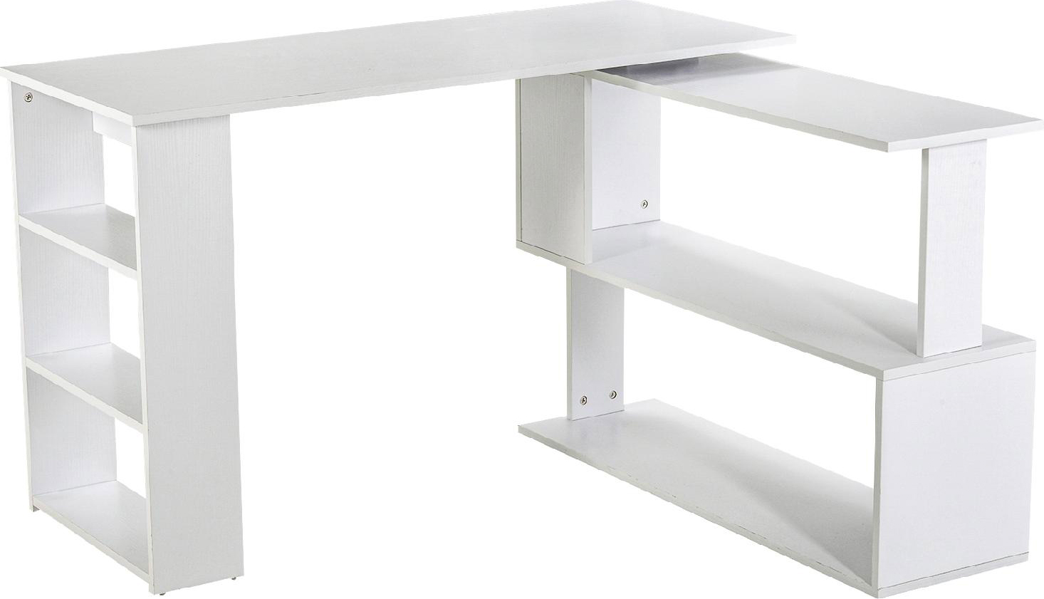 DecHome 836074GT Scrivania Angolare 5 Ripiani Girevole 360� Bianca 120x100x74cm