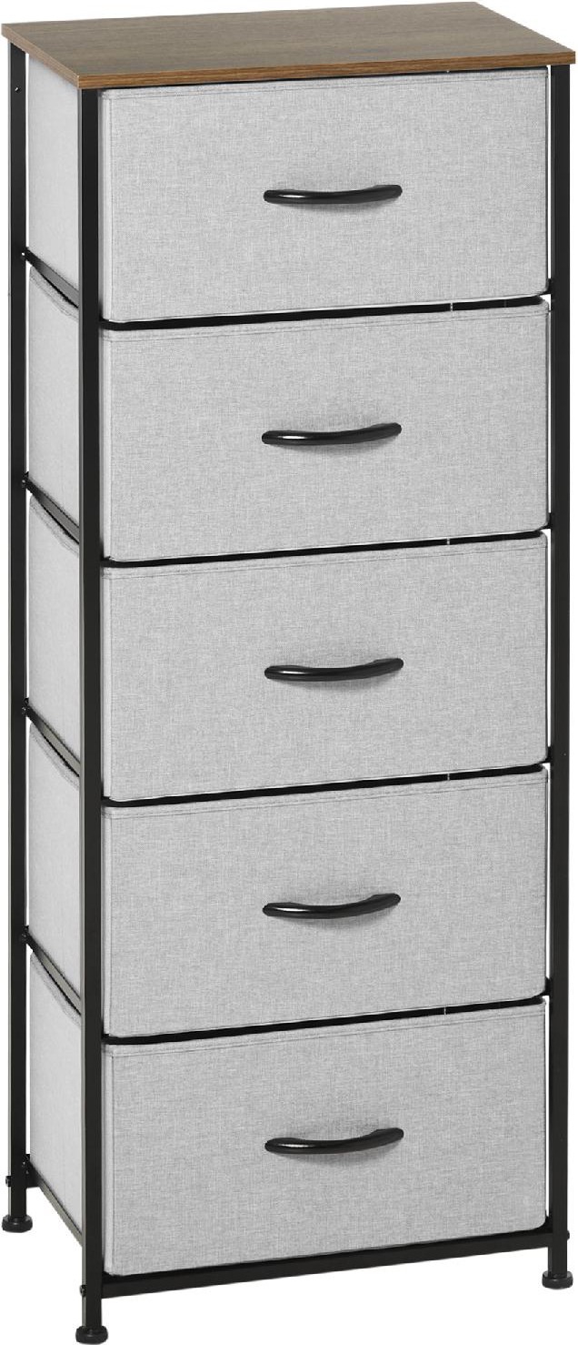 DecHome Cassettiera 8 Cassetti in Tessuto Rimovibili in Legno e Acciaio Stile Industriale 45x30x116cm