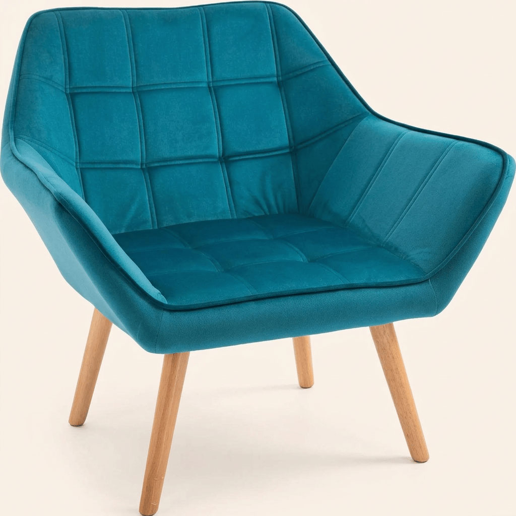 DecHome 869DH99 Poltrona Stile Scandinavo in Velluto 79x69,5x72,5 Petrolio