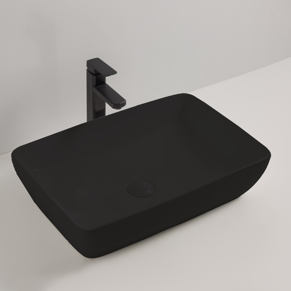 DecHome 9440B Lavabo da Appoggio in ceramica 59x40x14.5 cm Nero Opaco
