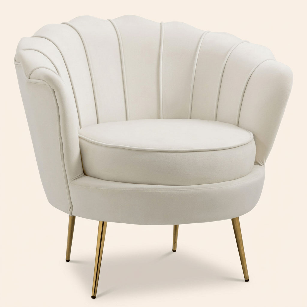 DecHome 961WT833 Poltrona Vintage in Velluto 79x77x77 Crema