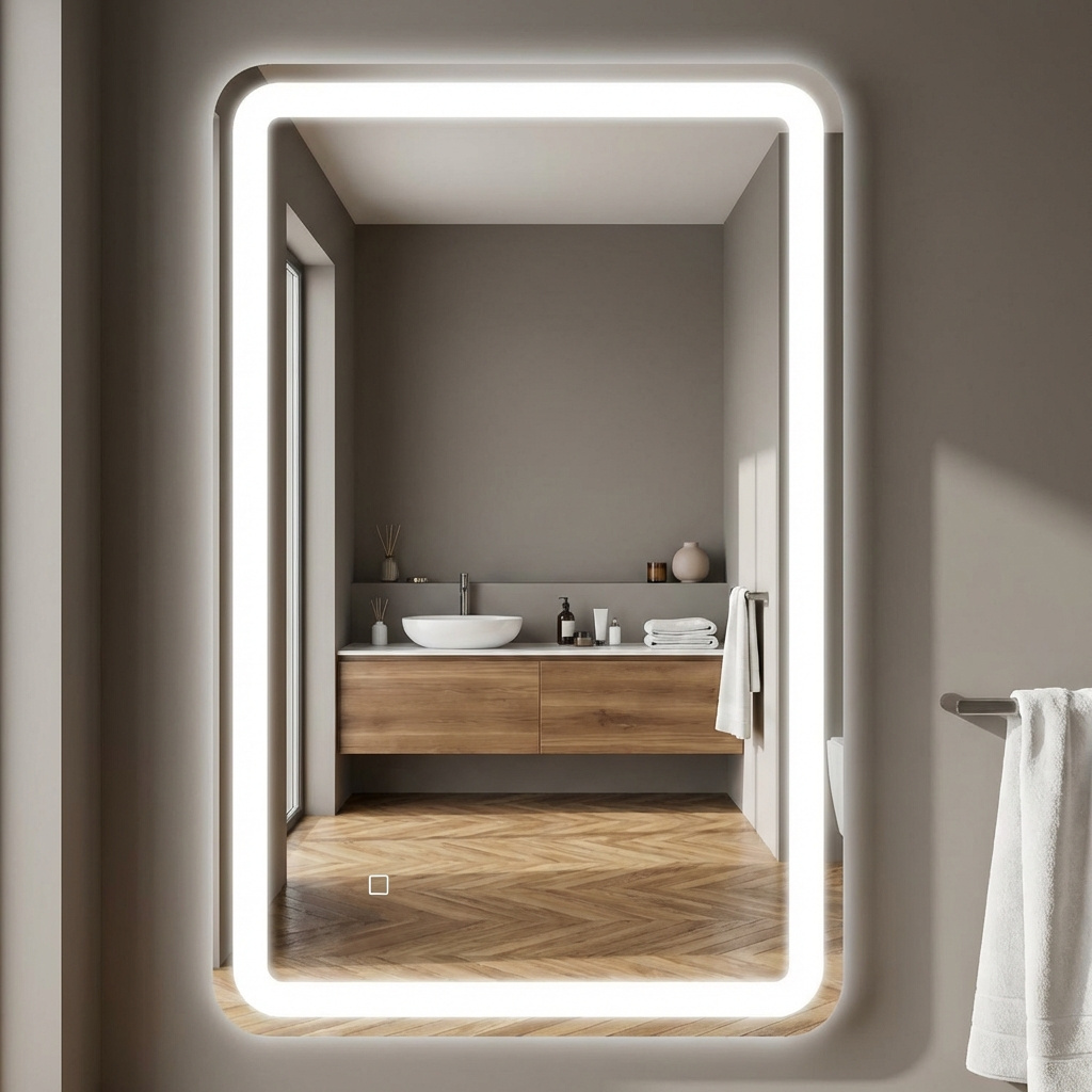 DecHome A2920SRAO96 Specchio Bagno con Luci LED Rettangolare 50x70 cm Argento