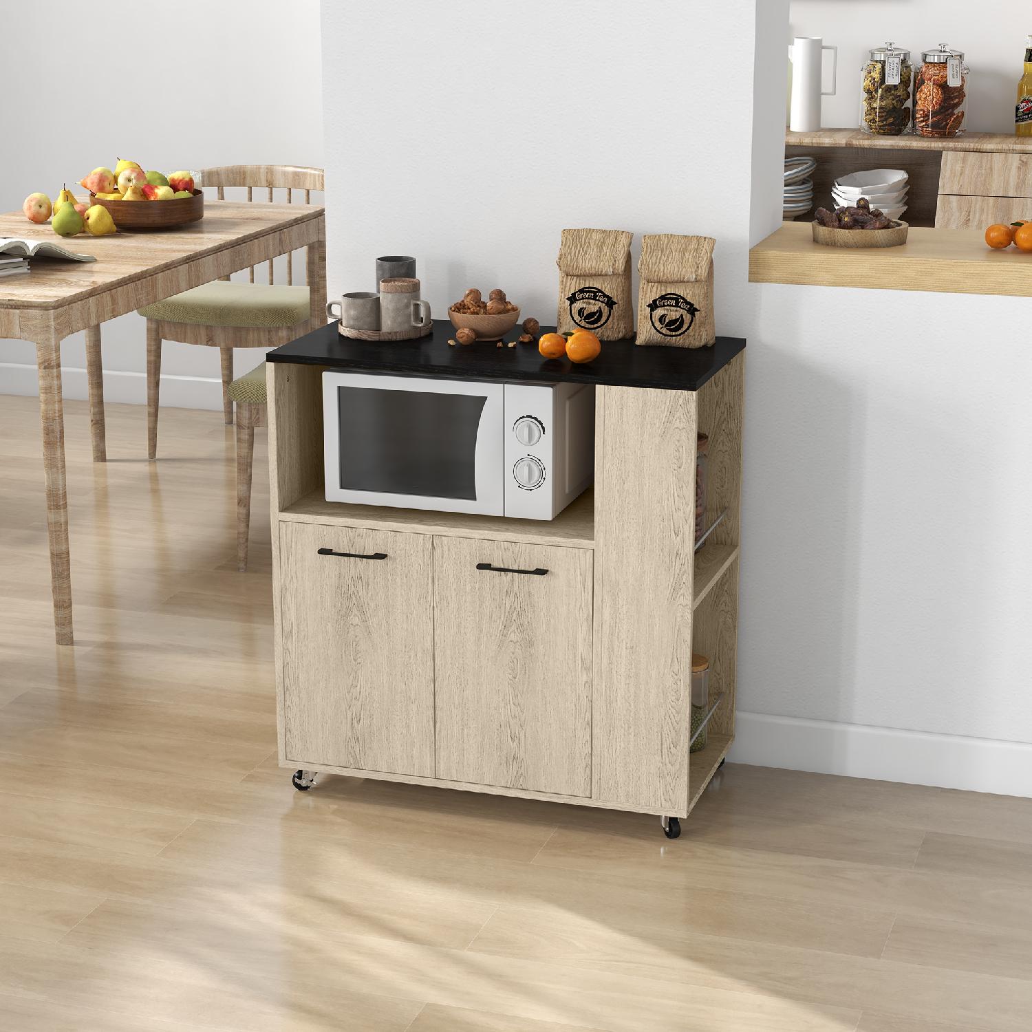 DecHome 859DHAK Carrello Cucina Mobile 2 Ante 1 Vano a Giorno 75x40x80.5 cm Legno