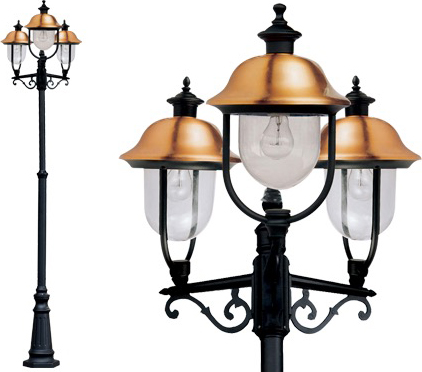 DecHome APOLLO3 Lampioni alluminio ramata trasparente Attacco E27 IP44 260 cm