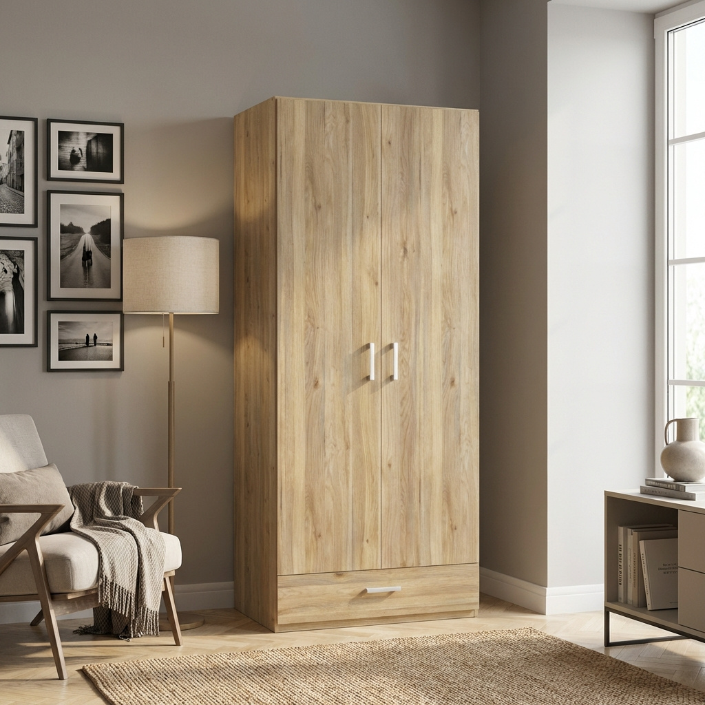 DecHome ARCADIA2ANTEROV Armadio Guardaroba 2 ante battenti 88,9x54,2x210,5 Rovere medio Arcadia