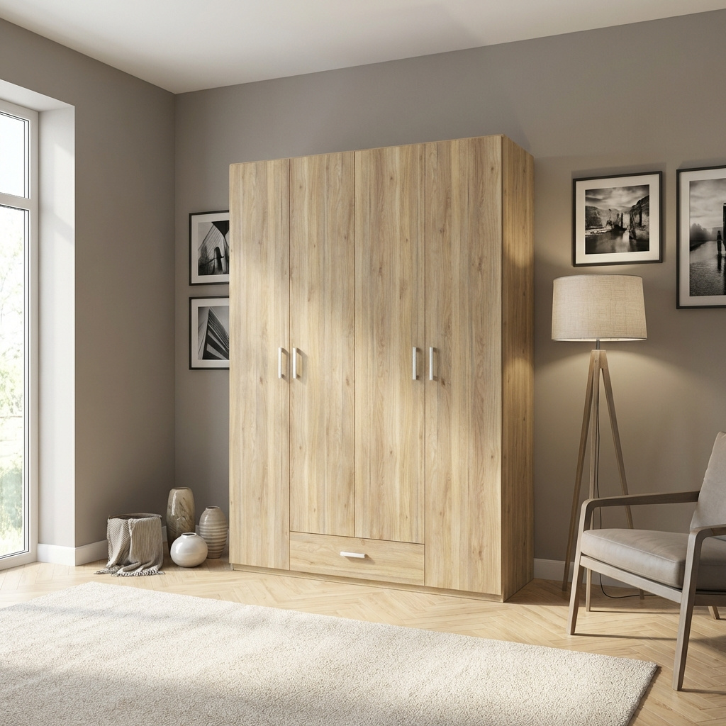 DecHome ARCADIA4ANTEROV Armadio Guardaroba 4 ante battenti 177,5x54,2x210,5 Rovere medio Arcadia
