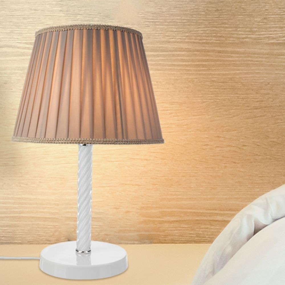 DecHome ASZ1277 Lampada da Tavolo Vetro Bianco Stelo Decorato