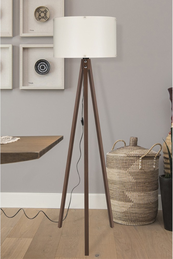 DecHome ASZ1460 Lampada da Terra Stile Nordico in Legno 36x136 cm Noce Aden
