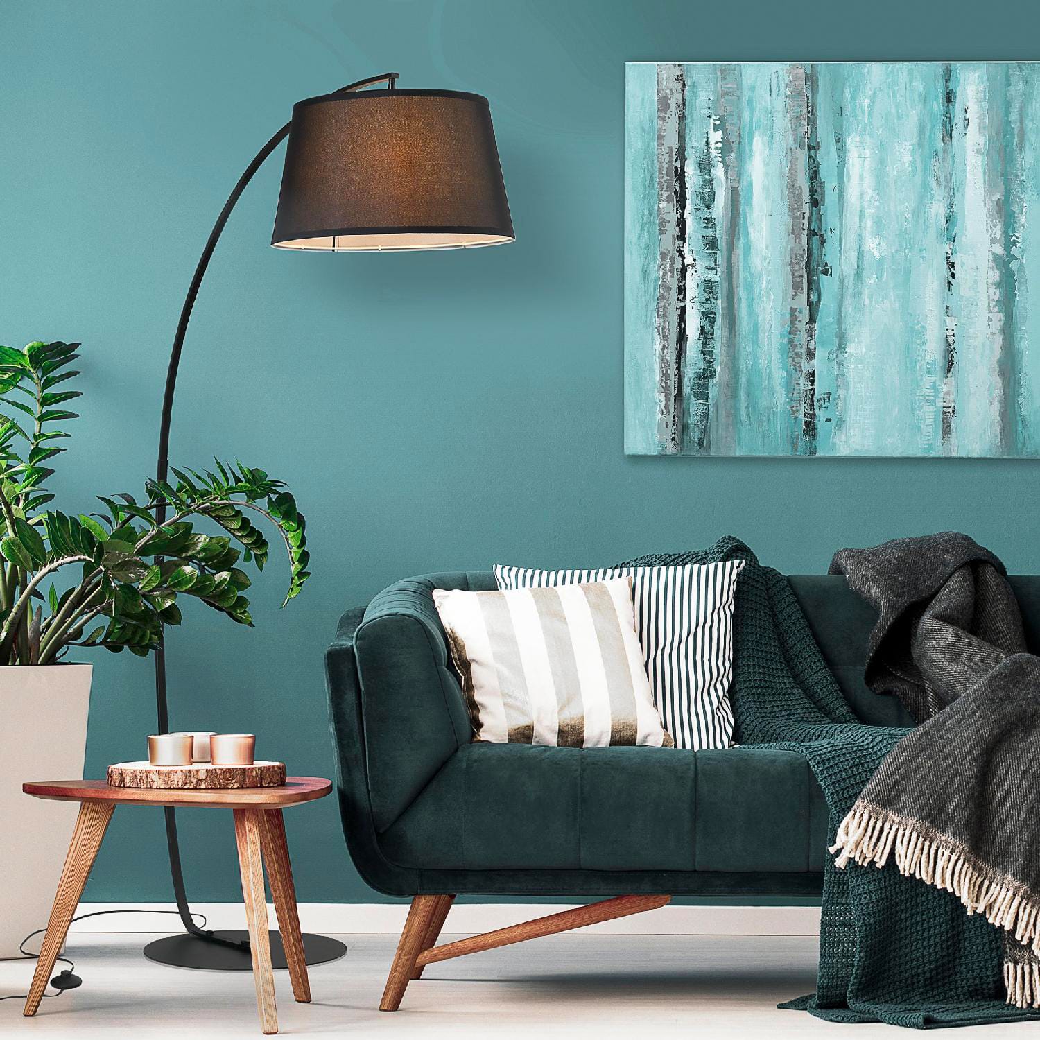 DecHome B31164 Lampada da Terra ad Arco Paralume Tessuto Interruttore a Pedale