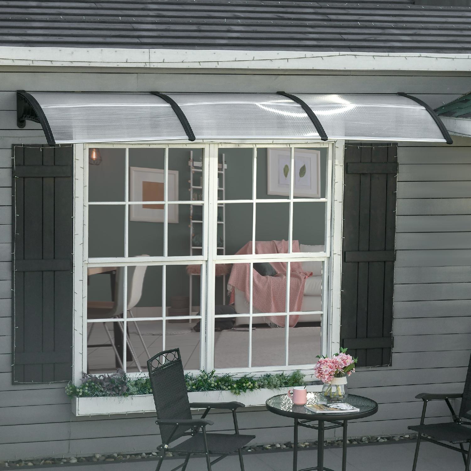 VivaGarden B7DH3BKTRA Pensilina da Esterno Tettoia per Esterno 303x96x27 cm Trasparente