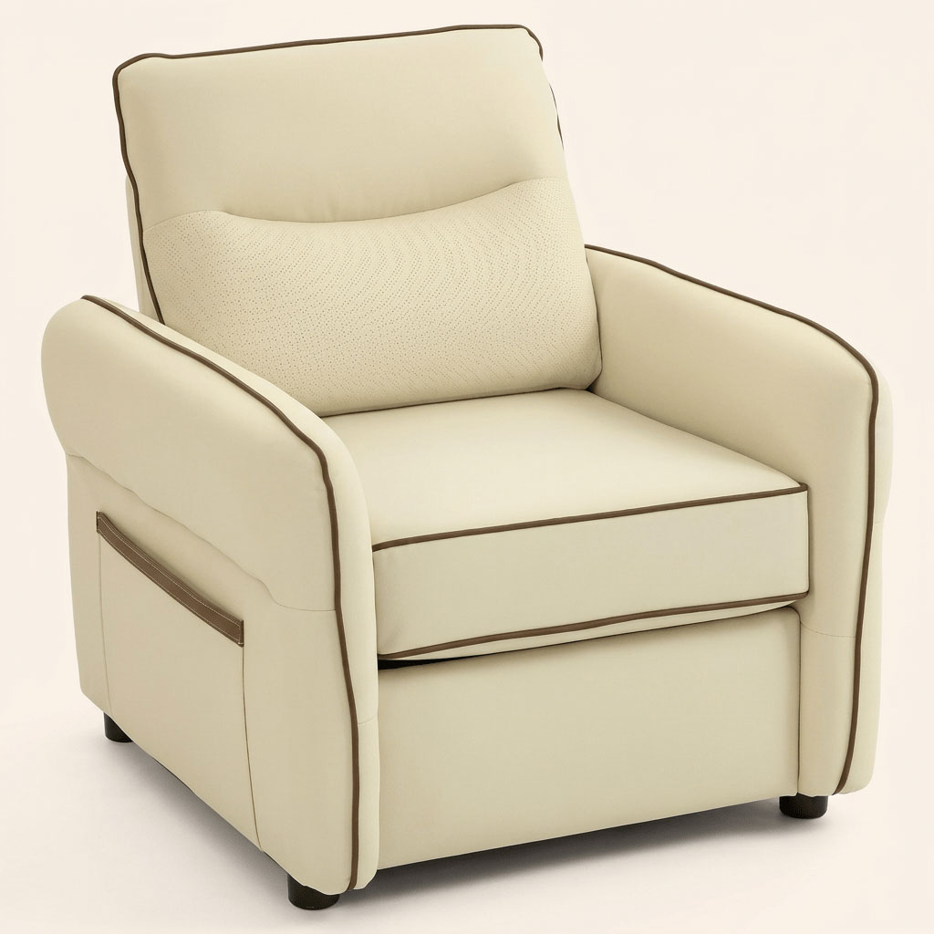 DecHome BGZ475 Poltrona Moderna in Ecopelle 80x81x90 Beige
