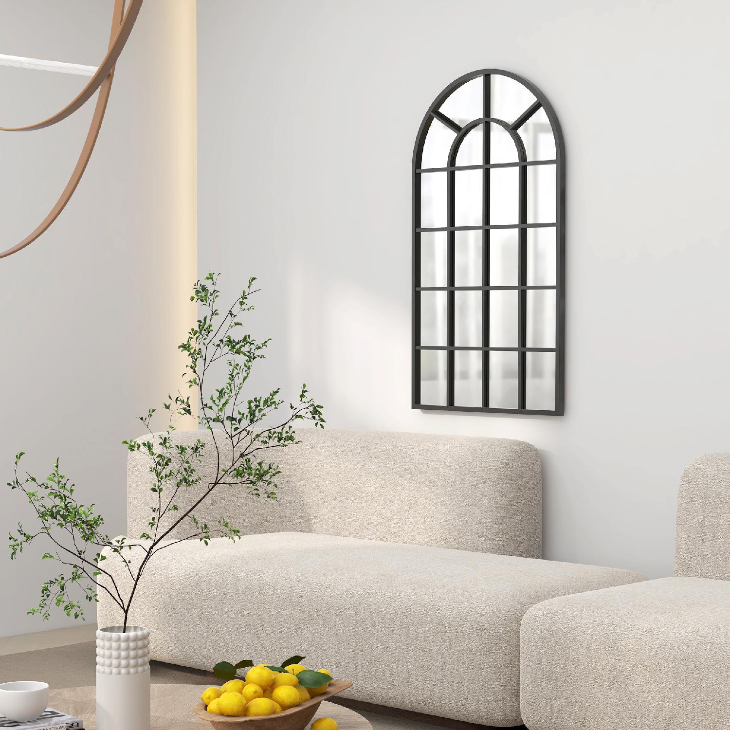 DecHome 809DHBK Specchio da Parete Industriale in Metallo ad Arco 62x110 cm Nero