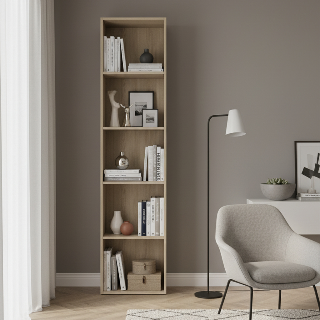 DecHome BOOKCASE Libreria Moderna 4 Ripiani 40x29x132 cm Rovere Nordik