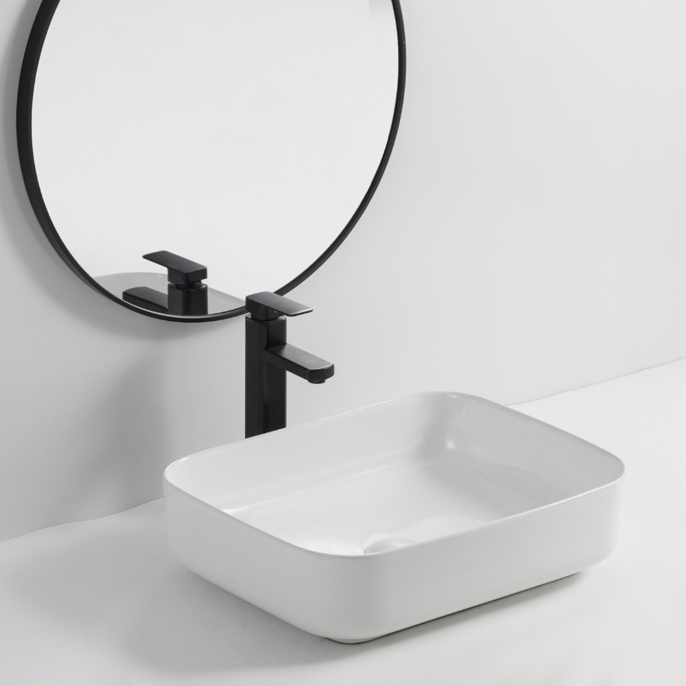 DecHome BOWL9391B Lavabo da Appoggio in ceramica 50x39x13 cm. Bianco
