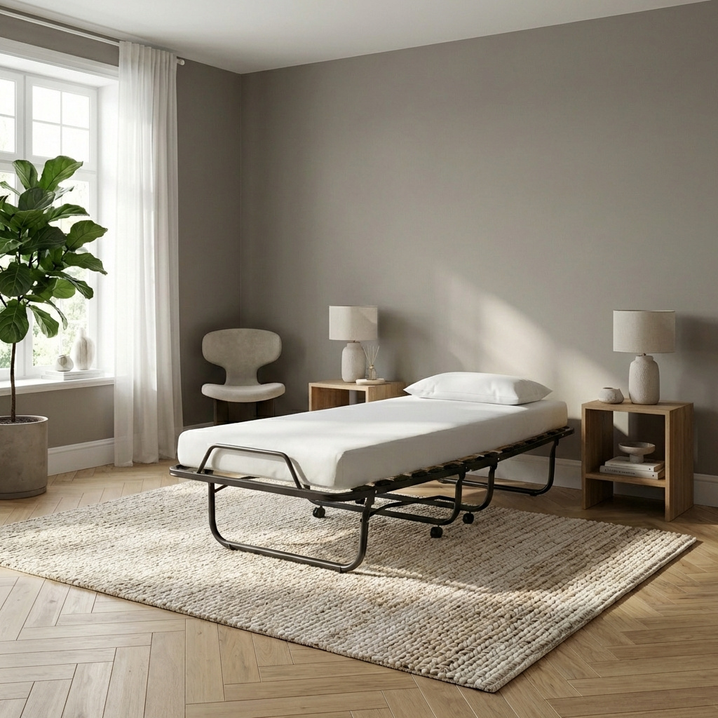 DecHome BRANDALUXOR2019 Letto Singolo Pieghevole Rete Doghe 80x190 cm Metallo Nero Moderno