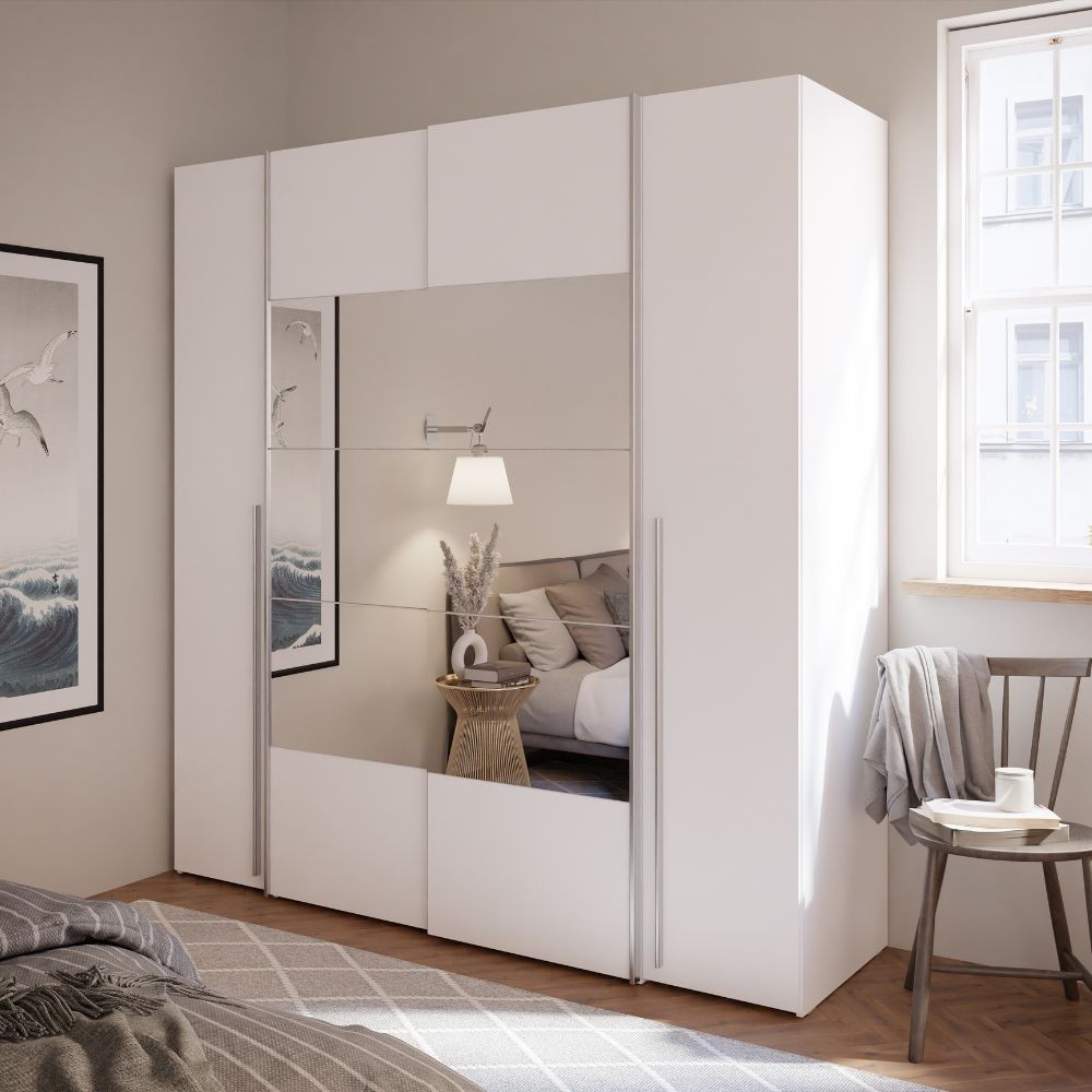 DecHome CALLIAARMBI200 Armadio Guardaroba 2+2 Ante 200.1x61.2x210.5 cm Truciolare Bianco Callia