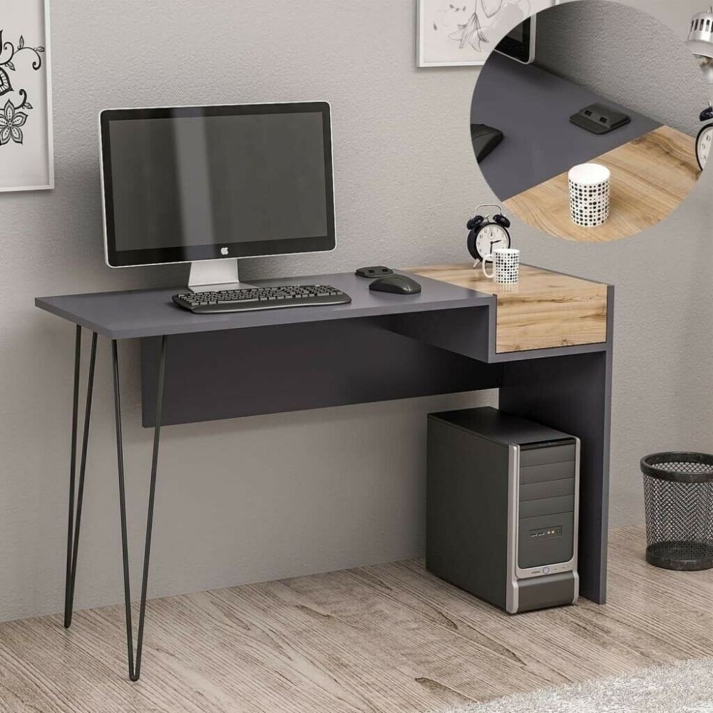 DecHome CANDY Scrittoio Moderno 121x45x76 cm colore AntraciteNoce