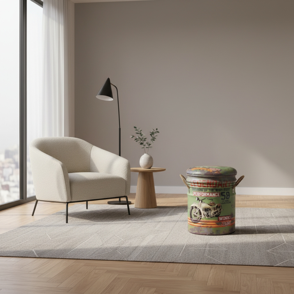 DecHome CL805026 Pouf Contenitore Tondo in PVC Set 2 Pouf Multicolore- Legendary