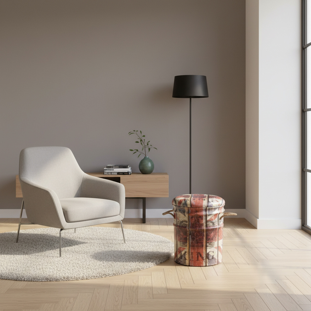 DecHome CL805027 Pouf Contenitore Tondo in PVC Set 2 Pouf Multicolore- UK