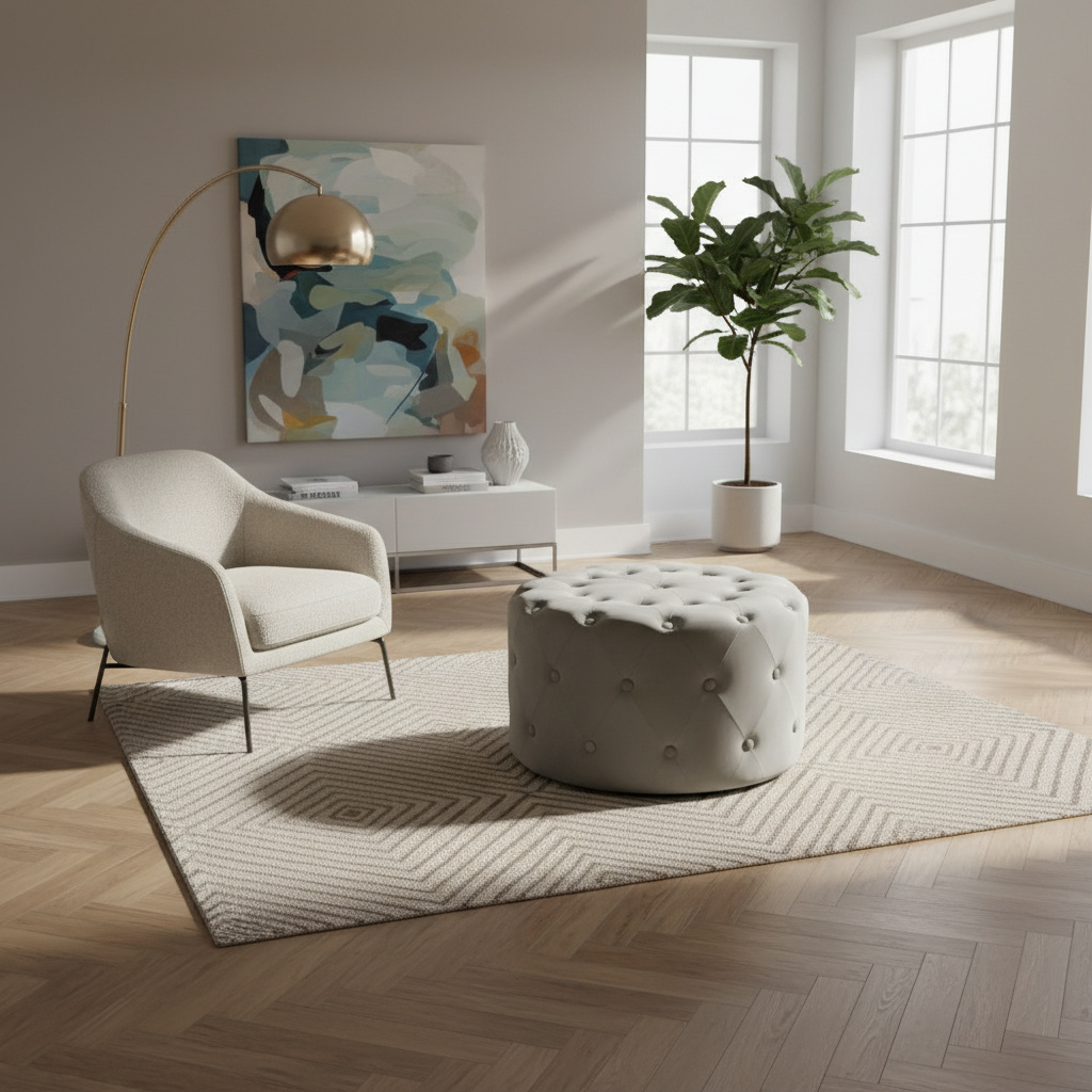 DecHome CL805083 Pouf Poggiapiedi Tondo in Velluto 67x41 cm Tortora