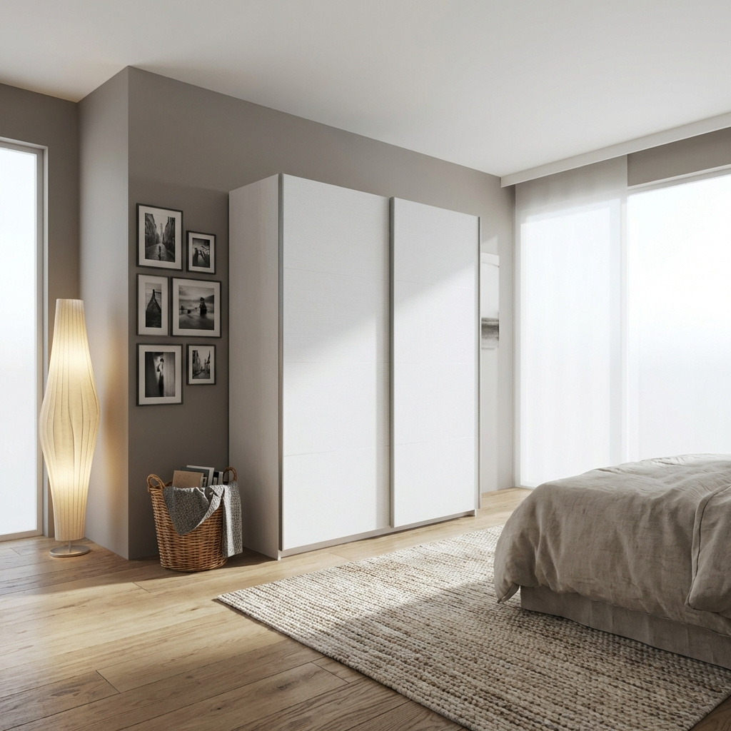 DecHome CORRENT180BI Armadio Guardaroba 2 ante scorrevoli 180x56,7x218,6 cm Bianco Corrent