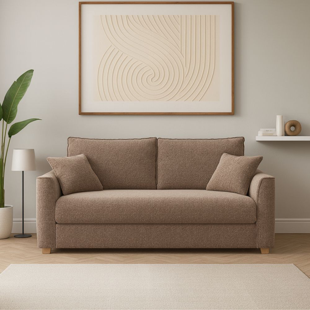 DecHome COSYTAU Divano Letto 2 Posti Moderno in Tessuto 180x93x97 cm Taupe  - Cosy