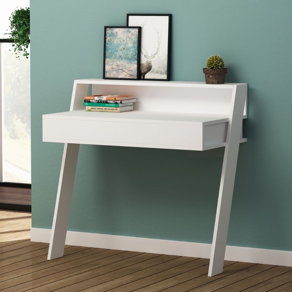 DecHome COWORKBI Scrittoio Moderno 94x50x91 cm colore Bianco - Cowork