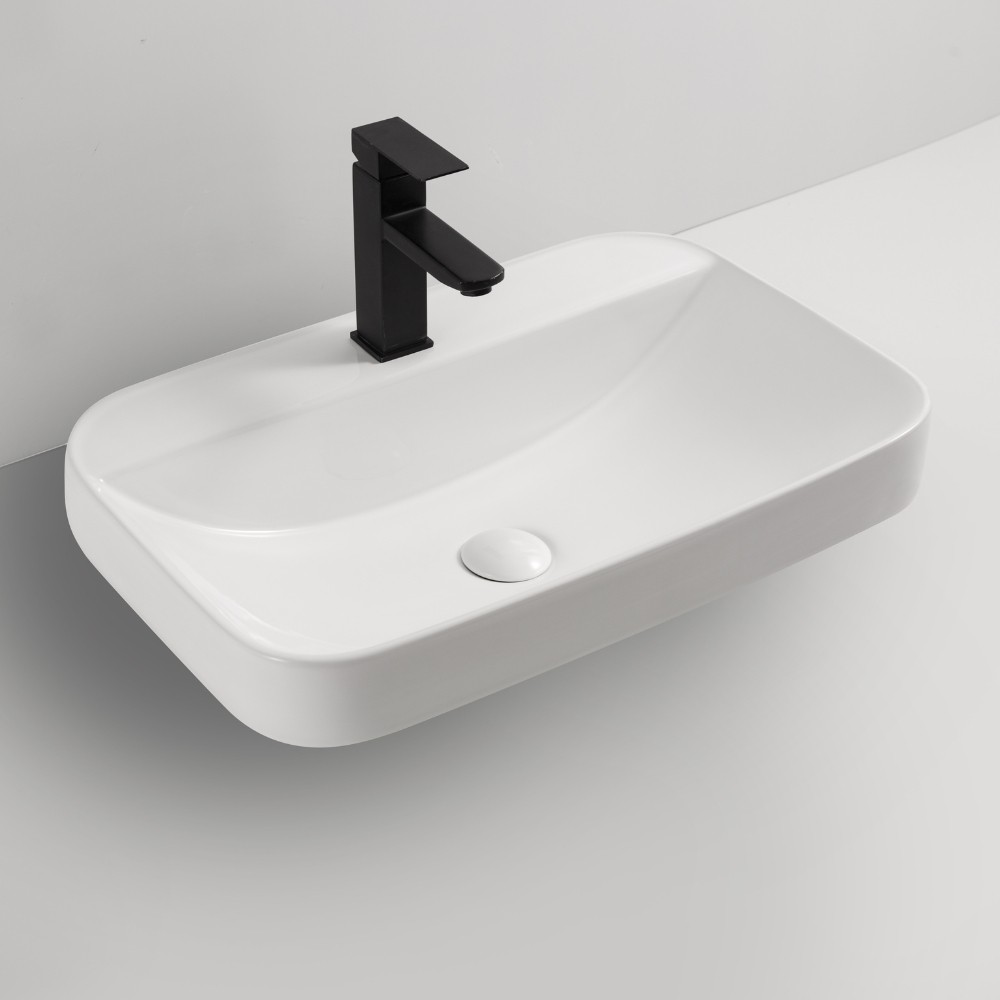 DecHome CUP6026B Lavabo da Semincasso in ceramica 60x40x16.5 cm Bianco