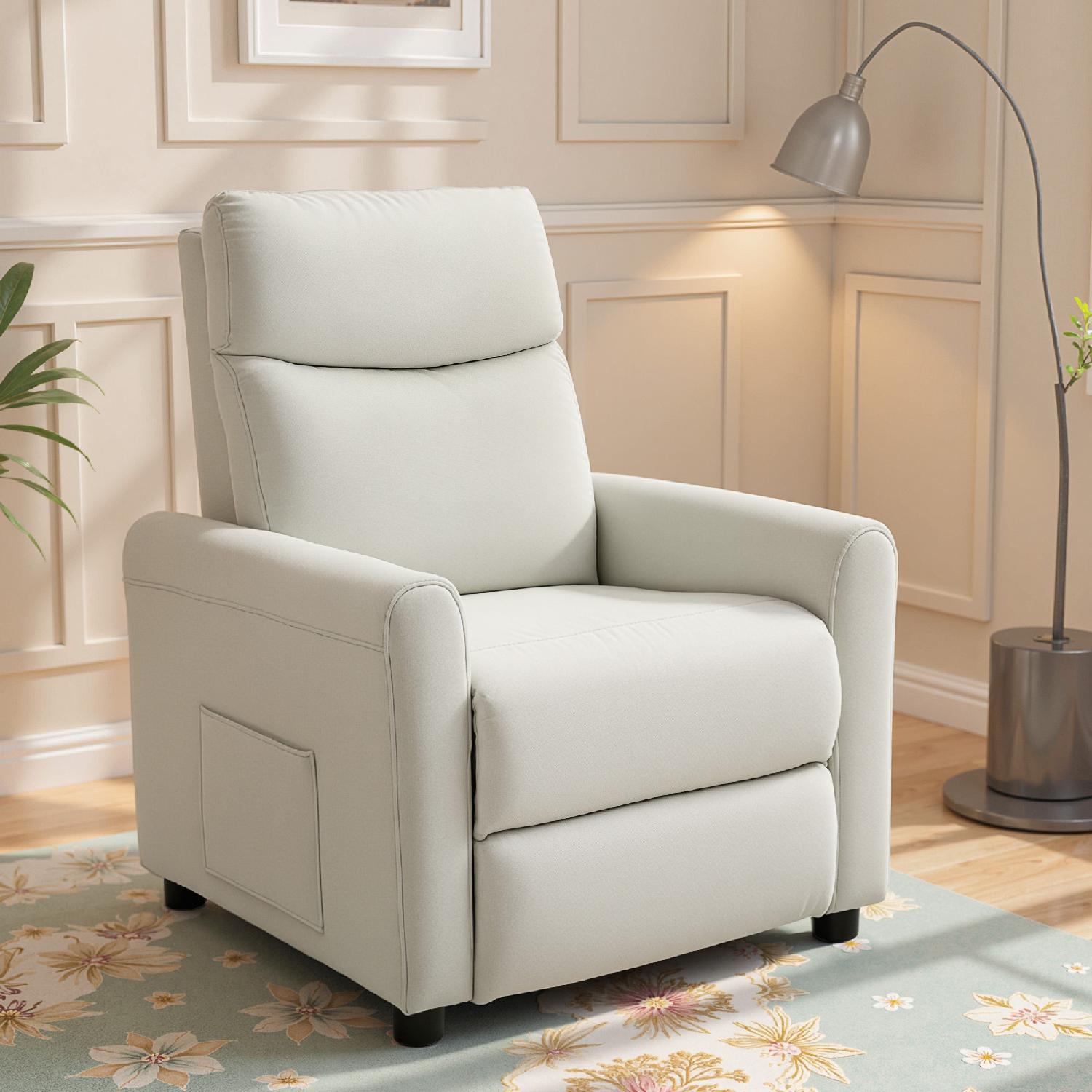 DecHome CWZ479 Poltrona Relax Reclinabile Manuale 73x86x100 cm Bianco Crema