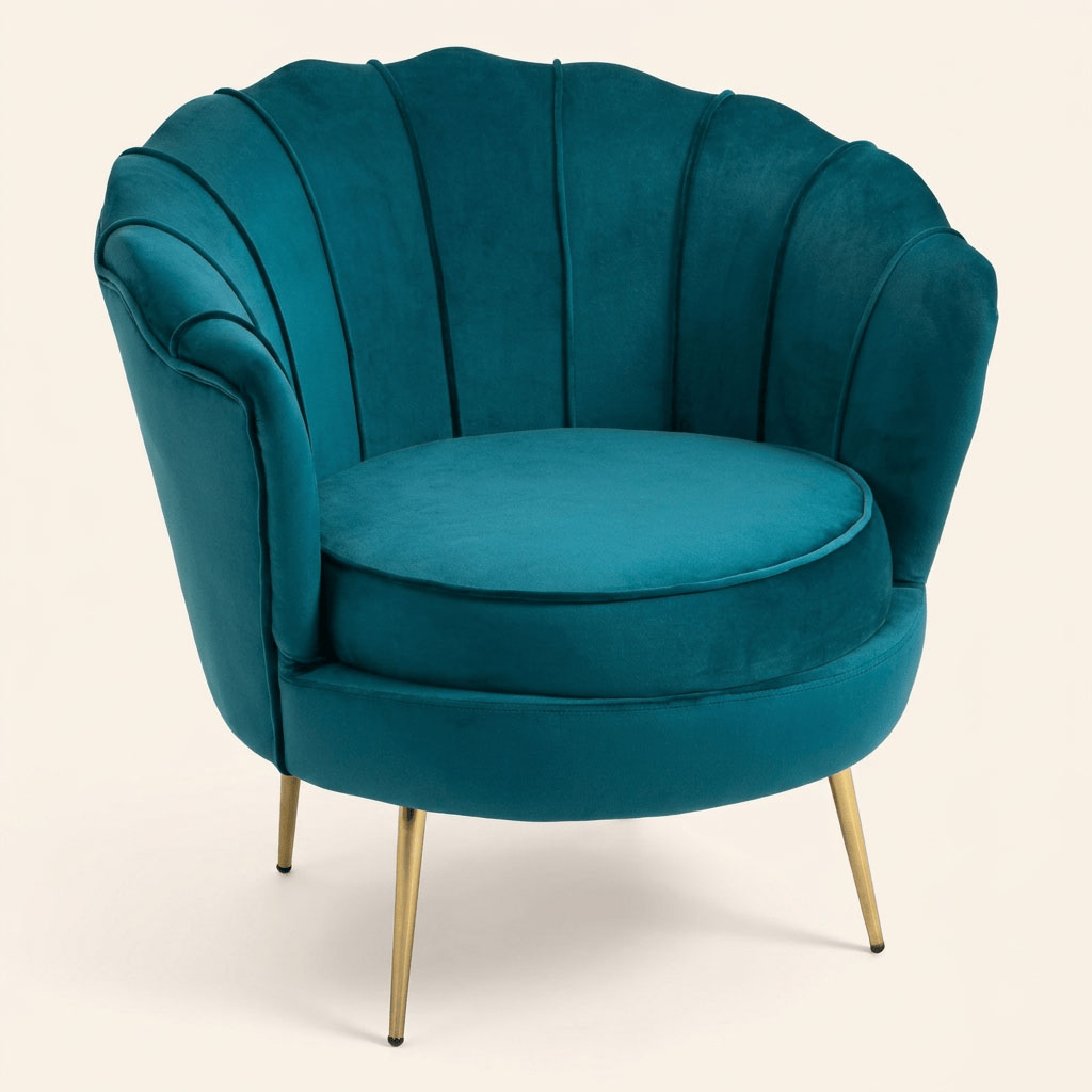 DecHome D33961 Poltrona Vintage in Velluto 79x77x77 Verde Petrolio