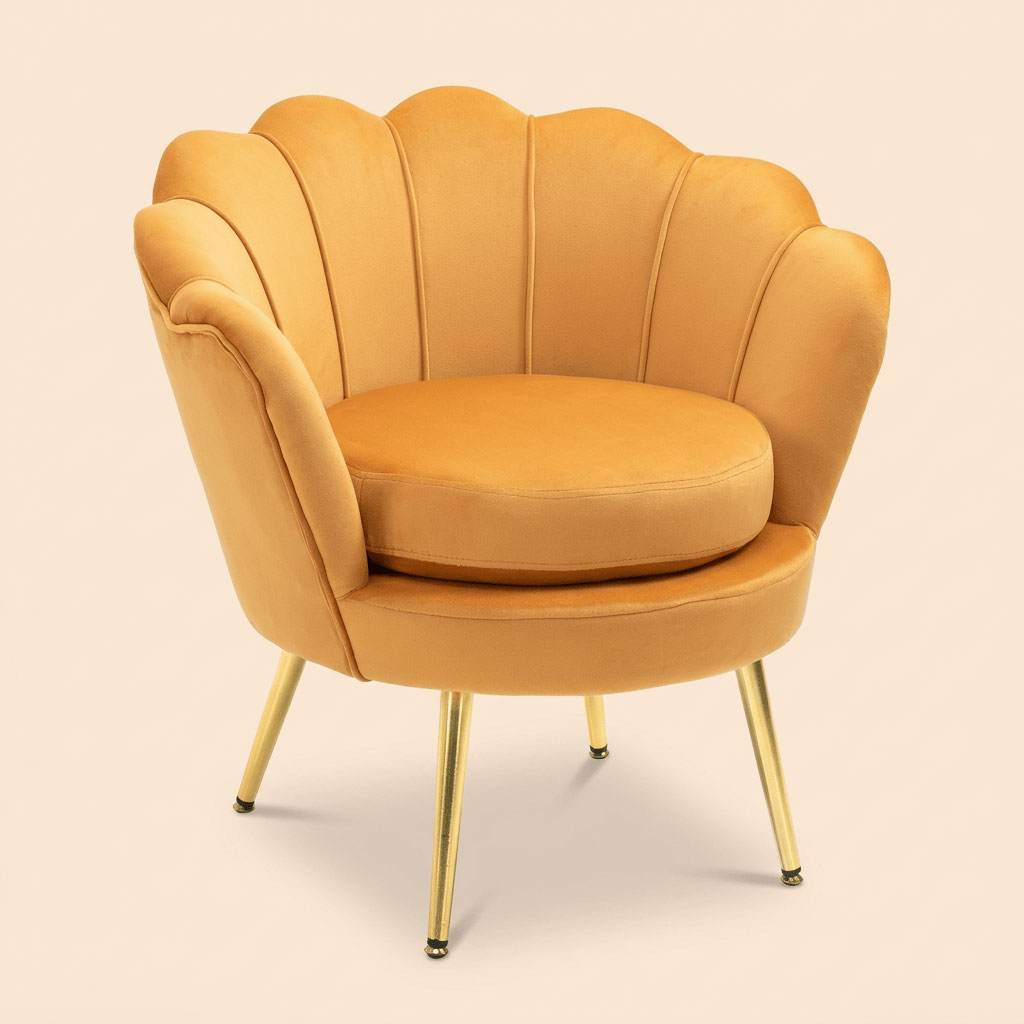 DecHome D39512YL Poltrona Vintage in Velluto 76x67x74 cm Giallo