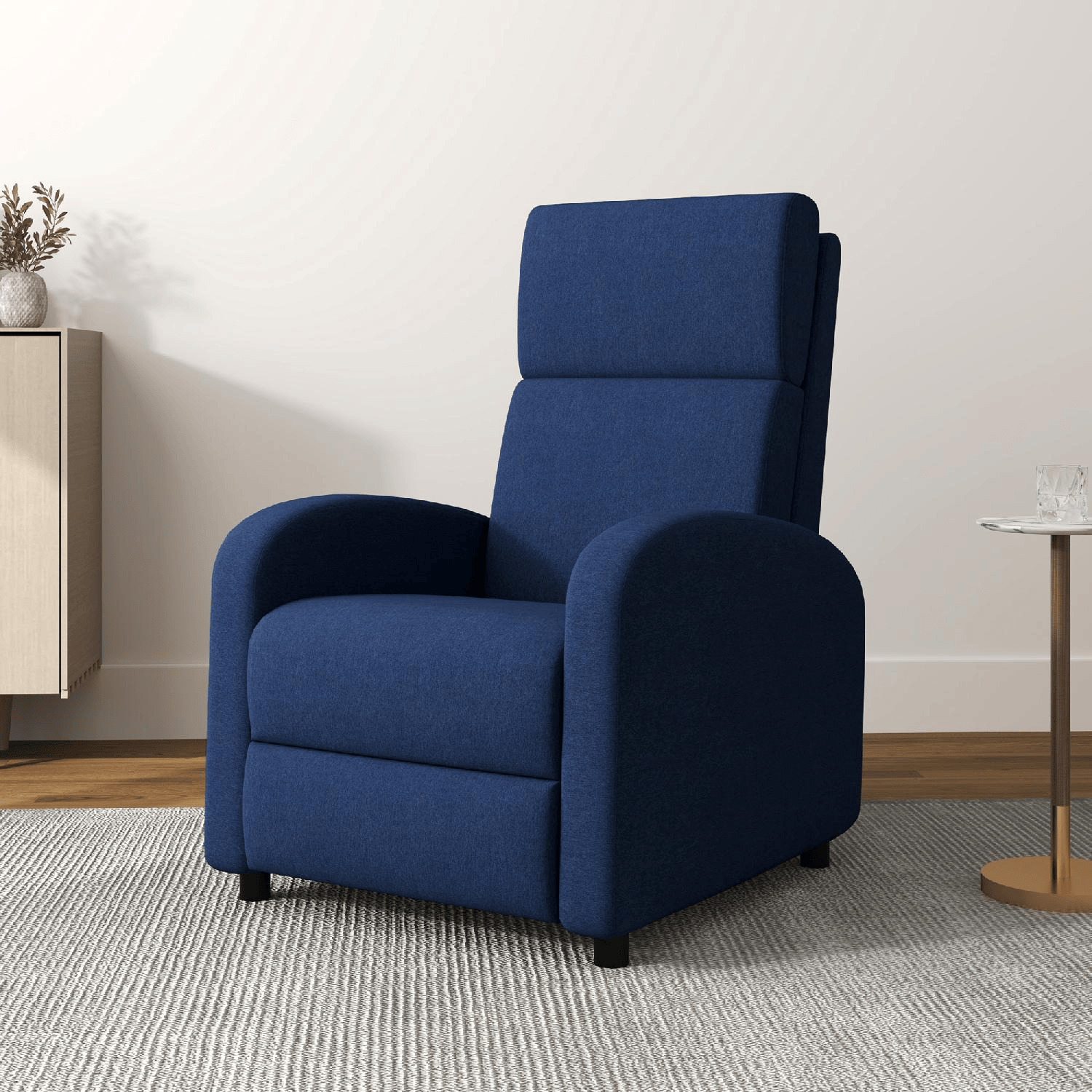 DecHome DA4750DB Poltrona Relax Reclinabile Movimento Manuale in Tessuto 64x86x102 cm Blu