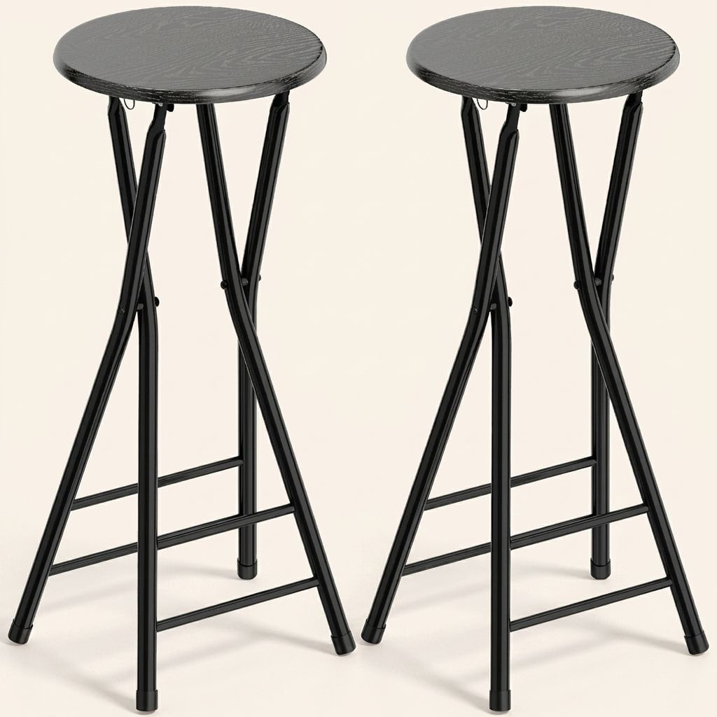 DecHome DA5701BK Set 2 Sgabelli Cucina Bar Alti Moderni in LegnoAcciaio 34x30x70 cm Nero