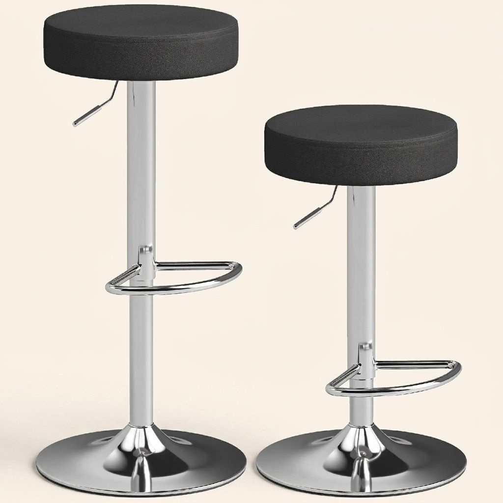 DecHome DA5710BK Set 2 Sgabelli Cucina Bar Alti Moderni in Pelle PU 38.5x38.5x62-84 Nero