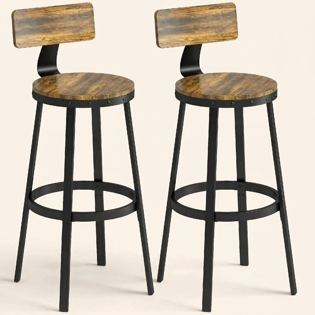 DecHome DA5730RB Set 2 Sgabelli Cucina Bar Alti Industriali 37x47x96 cm Marrone