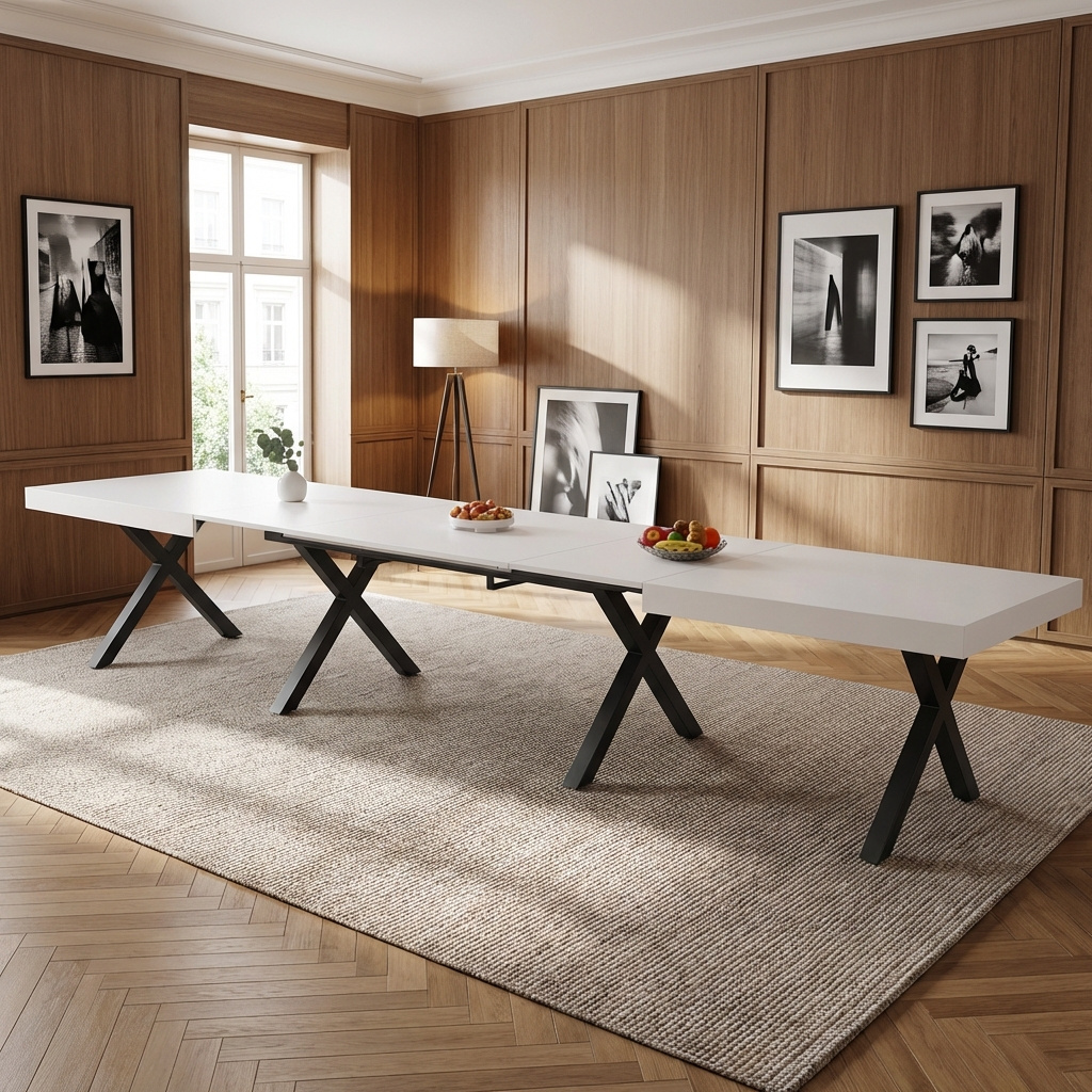 DecHome DAVABI Tavolo Allungabile da Pranzo Cucina 200-400x100x74 cm Bianco - Dava