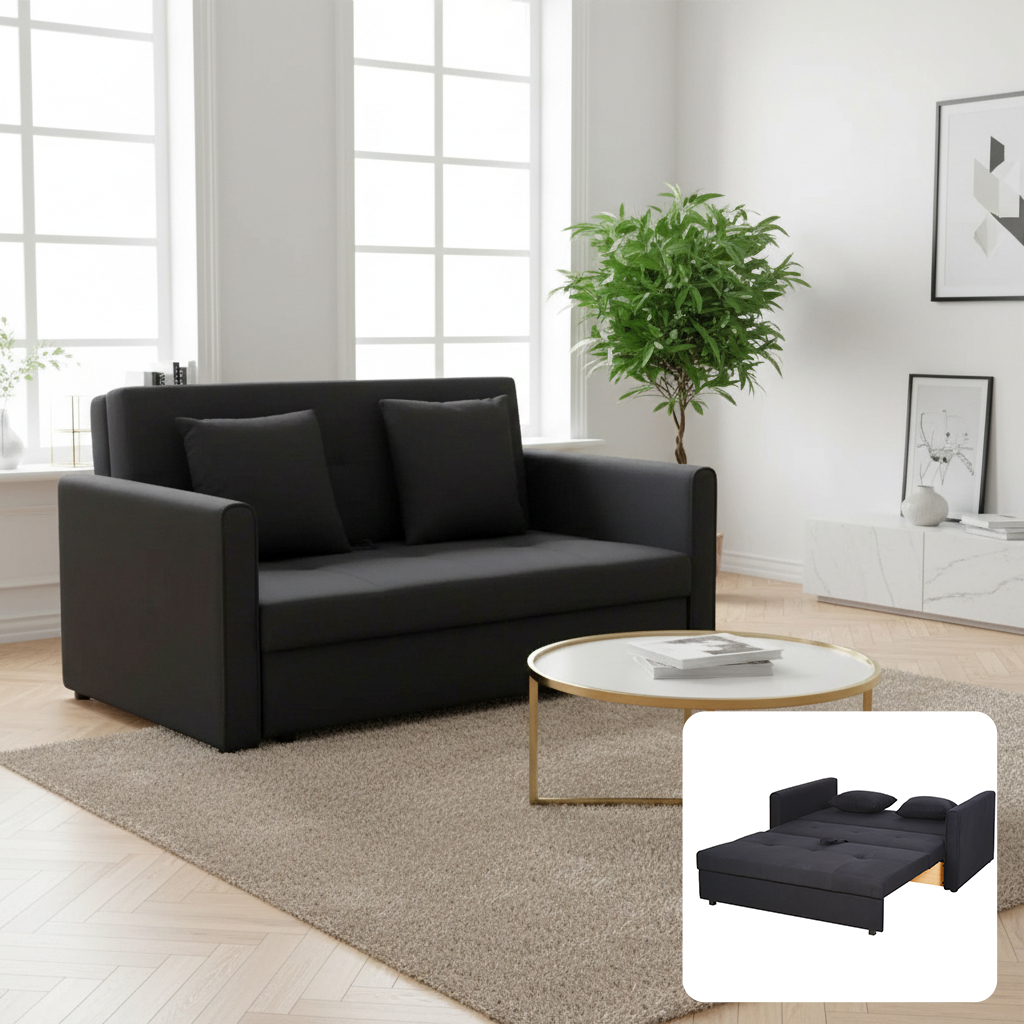 DecHome DCH-8331052A Divano Letto 2 Posti Moderno in Tessuto 152x101x81 cm Grigio Scuro