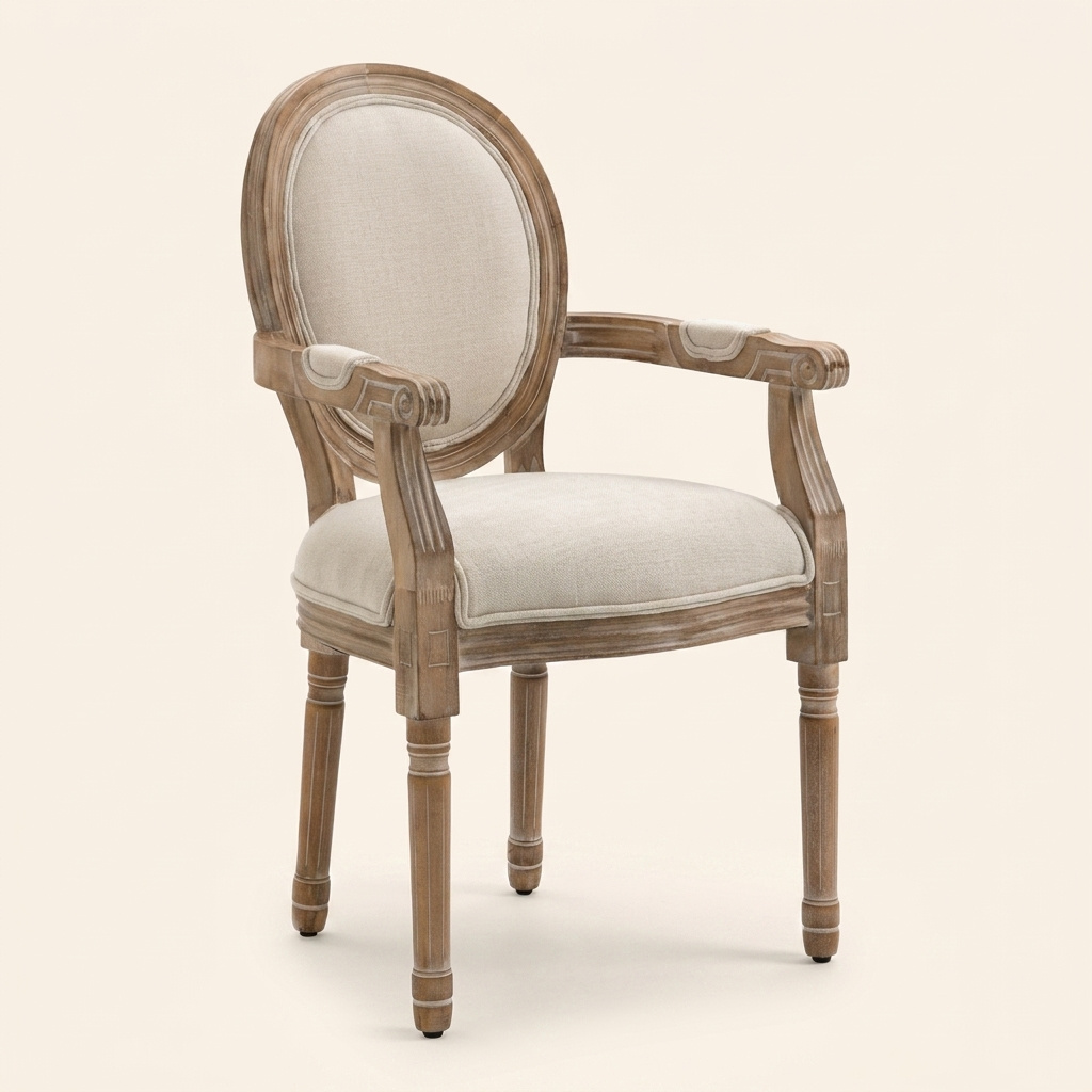 DecHome DH83587 Sedia da Salotto Imbottita Rivestimento in Tessuto Bianco Crema