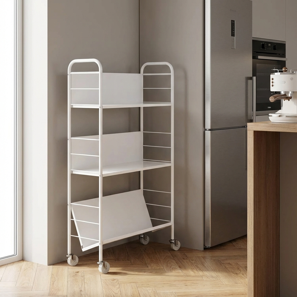 DecHome EF336WT Carrello Cucina Multiuso in Metallo e Plastica 69x26x108 cm Bianco