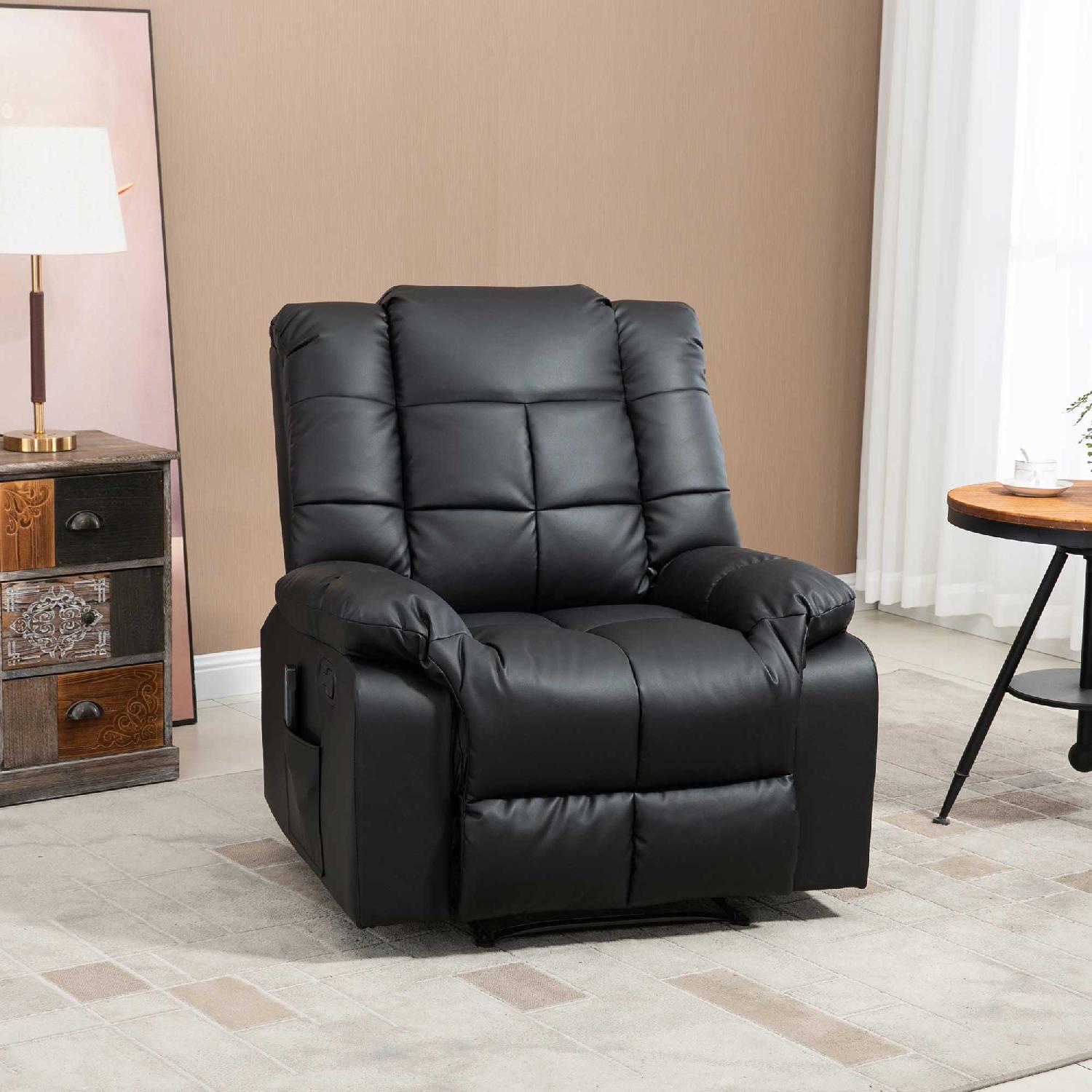DecHome EF441BK Poltrona Relax Reclinabile Massaggiante in Ecopelle 94x99x99 cm Nero