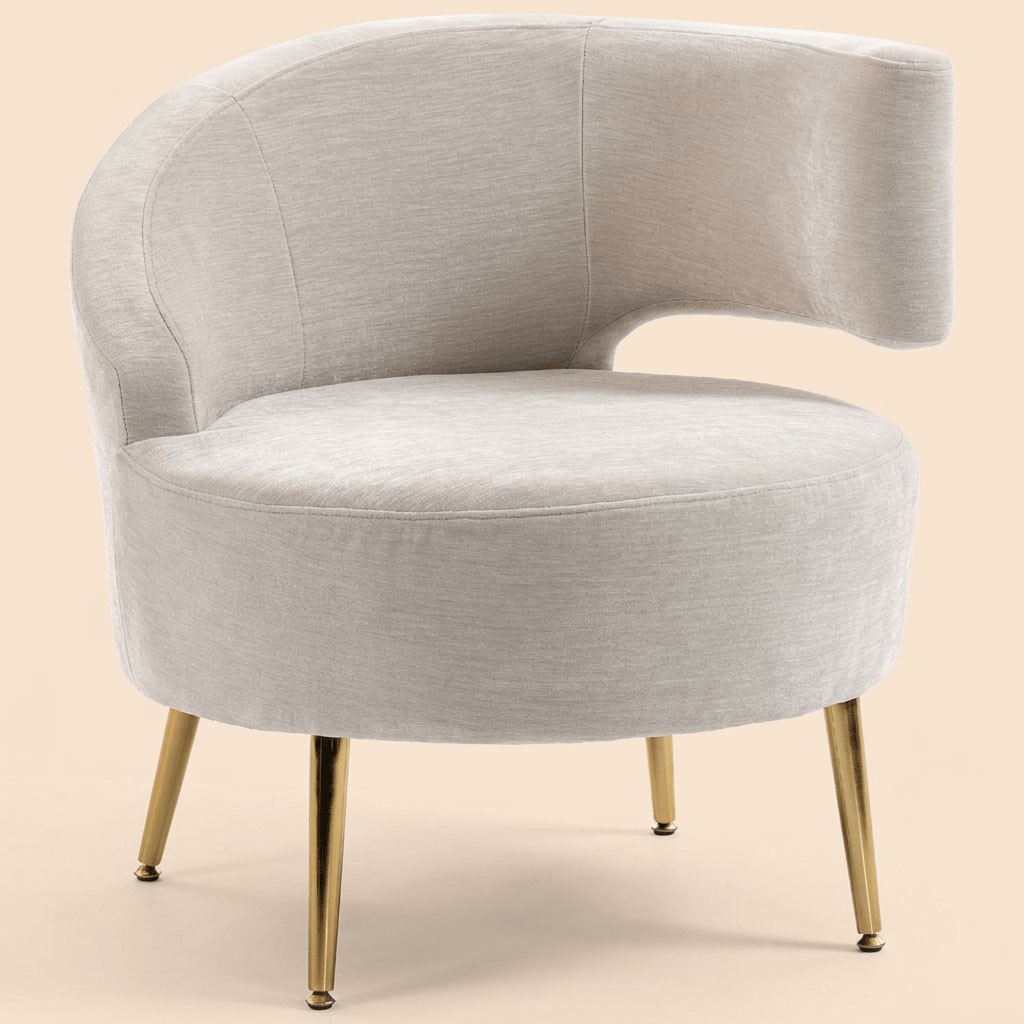 DecHome EF471CW Poltrona Moderna in Ciniglia 69x65x67 Bianco Crema