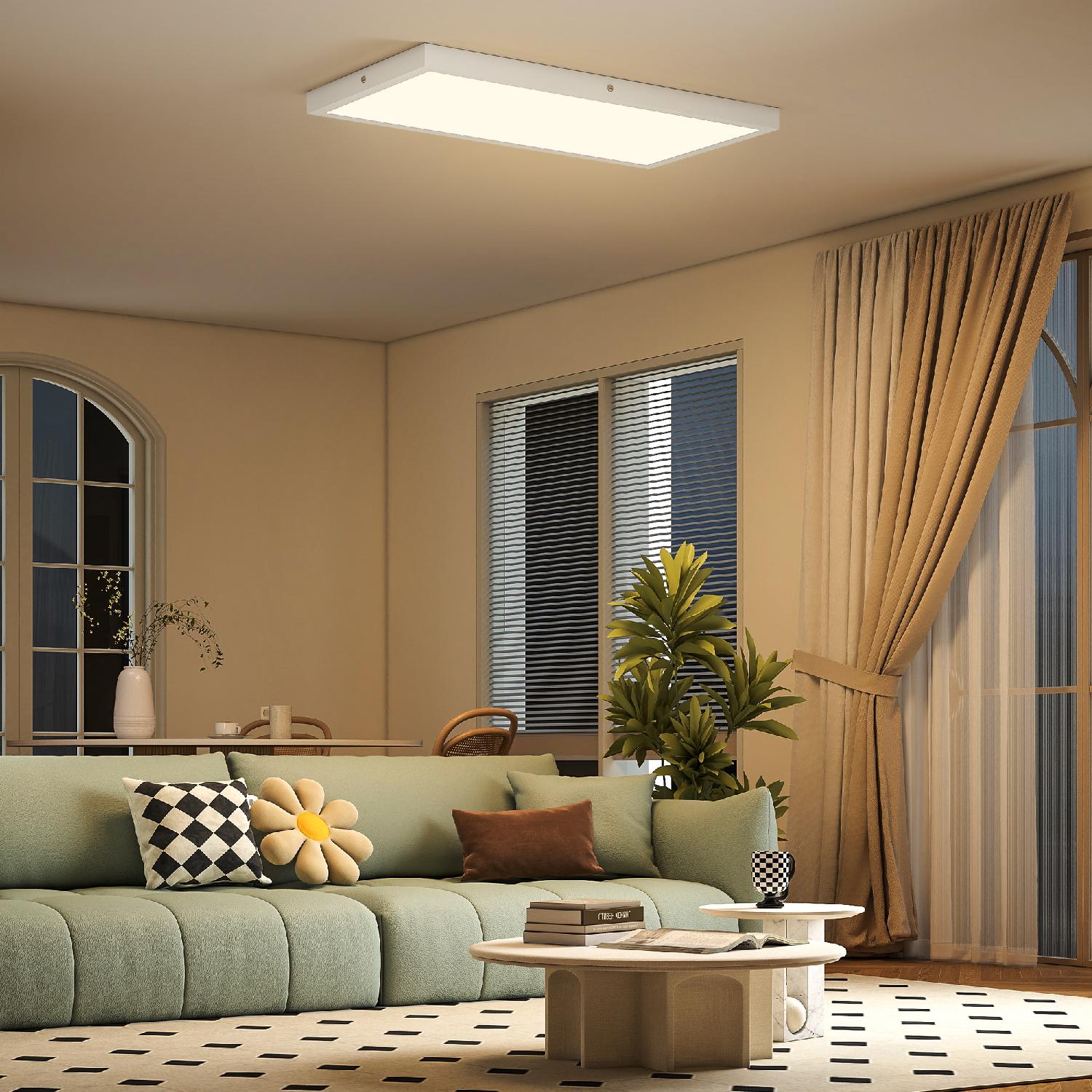 DecHome EF497WT Set 2 Plafoniere LED a Soffitto Minimal da Interno 60x30x3.7 cm Bianco